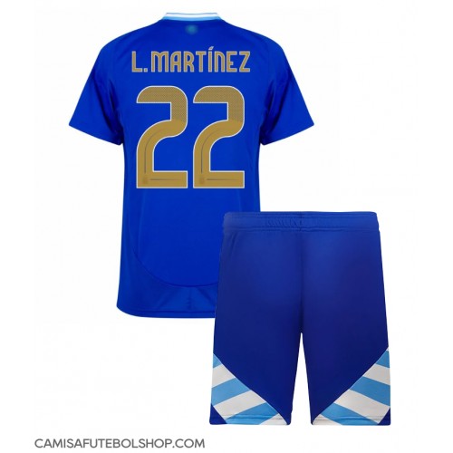 Camisa de time de futebol Argentina Lautaro Martinez #22 Replicas 2º Equipamento Infantil Copa America 2024 Manga Curta (+ Calças curtas)